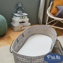 P'tit lit Matelas couffin Bamboo Blanc 32 x 72 cm