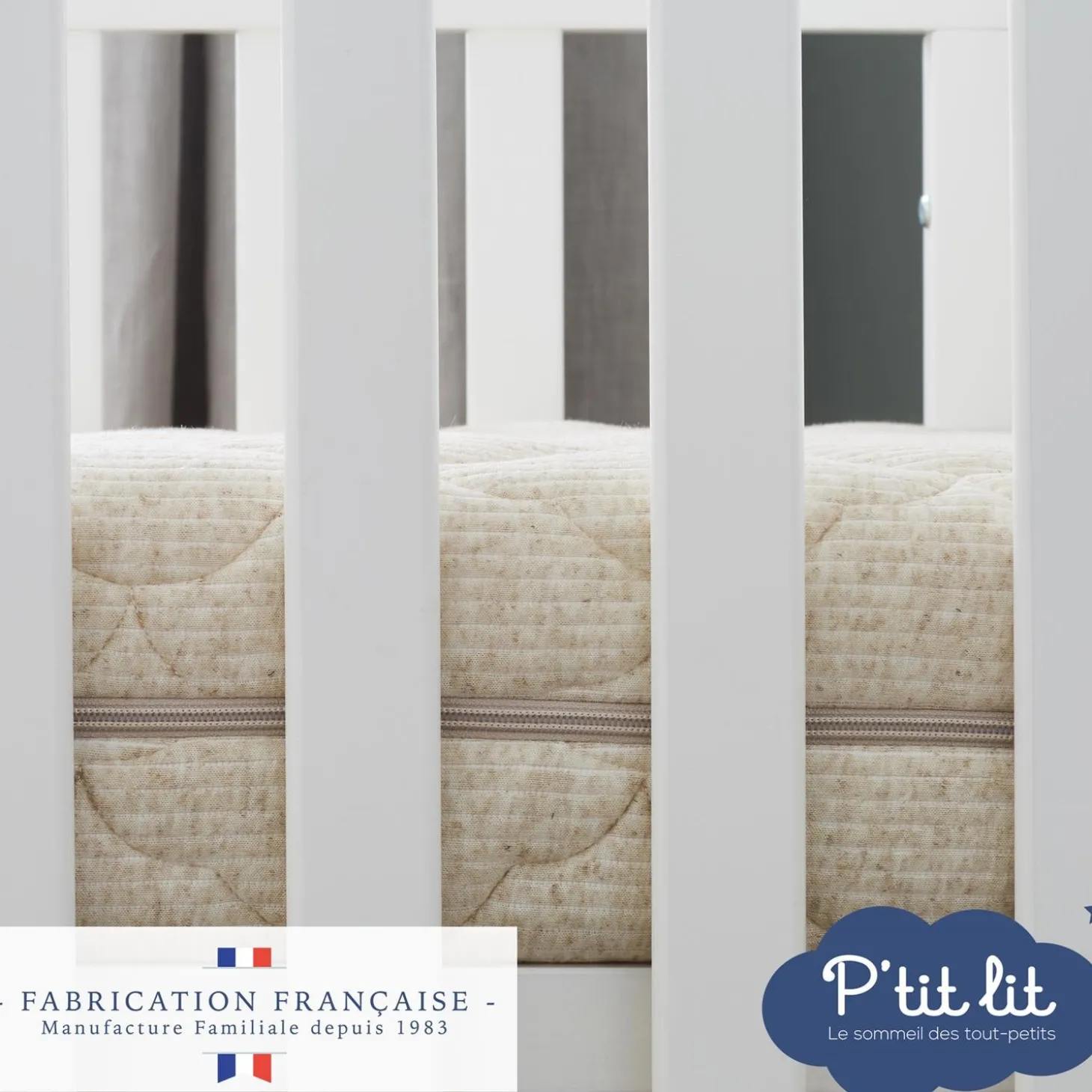 P'tit lit Mon P'tit Matelas Coco Nut déhoussable - ecru 60x120x12cm