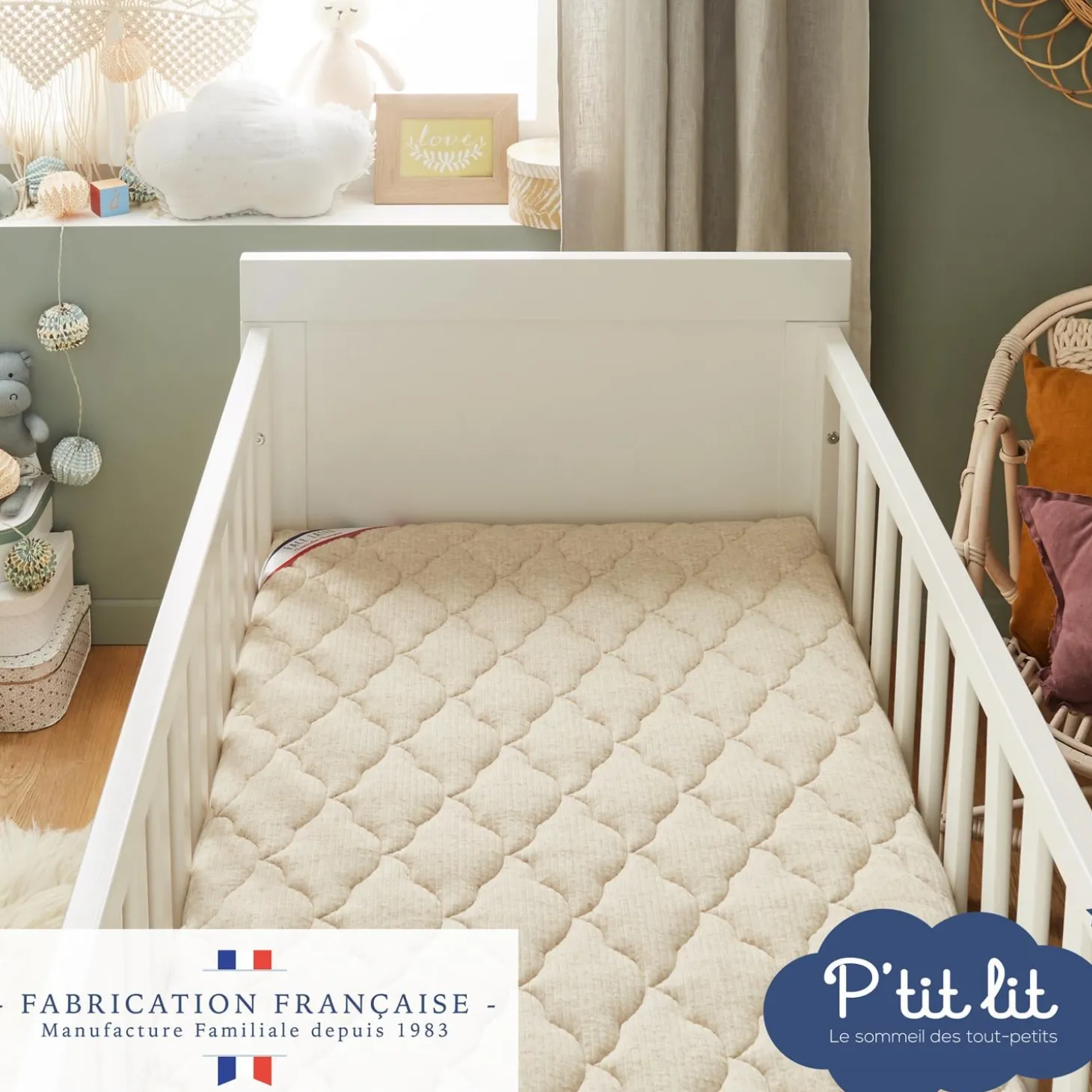 P'tit lit Mon P'tit Matelas Coco Nut déhoussable - ecru 60x120x12cm