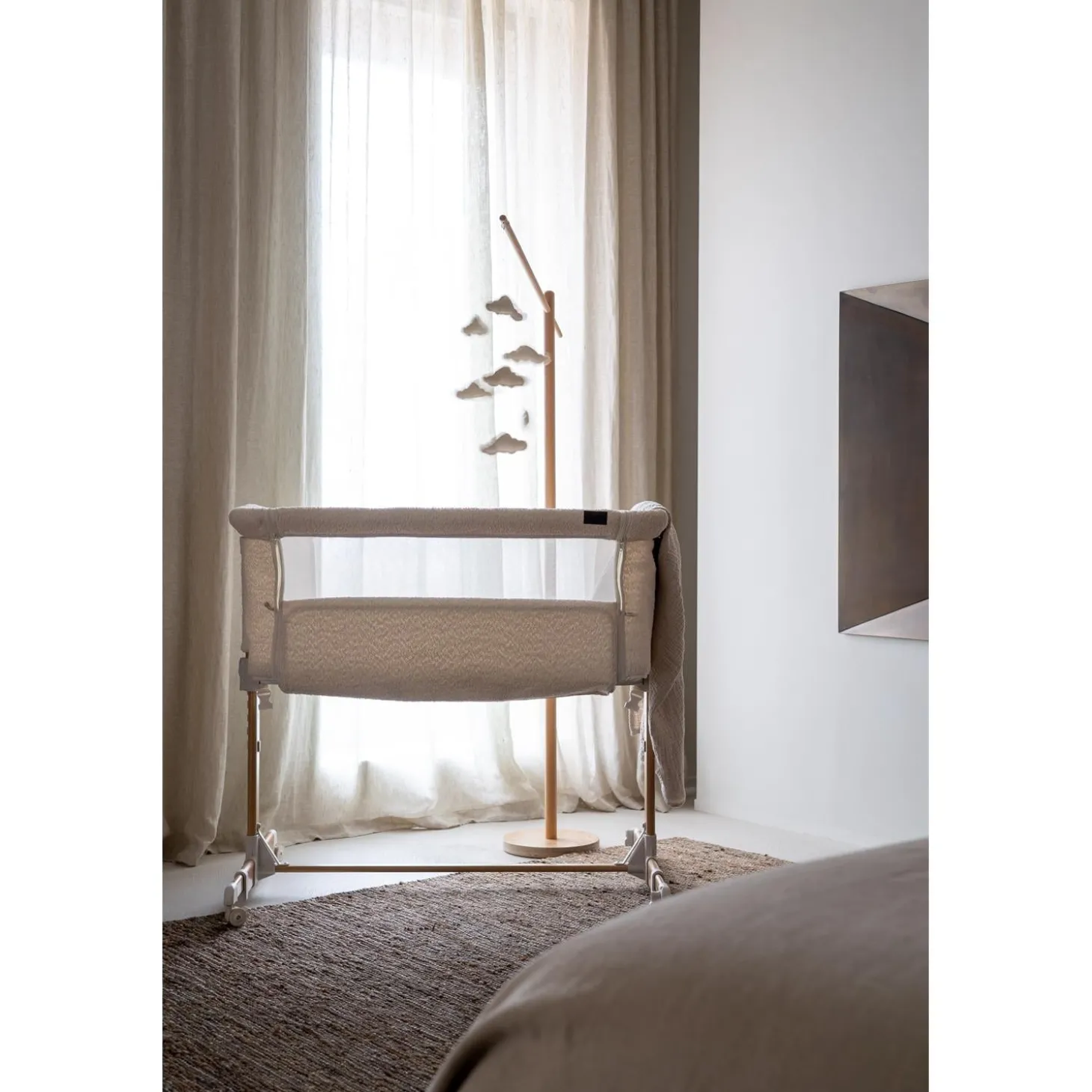 Quax Berceau Side-By-Side Natural Bouclé Blanc