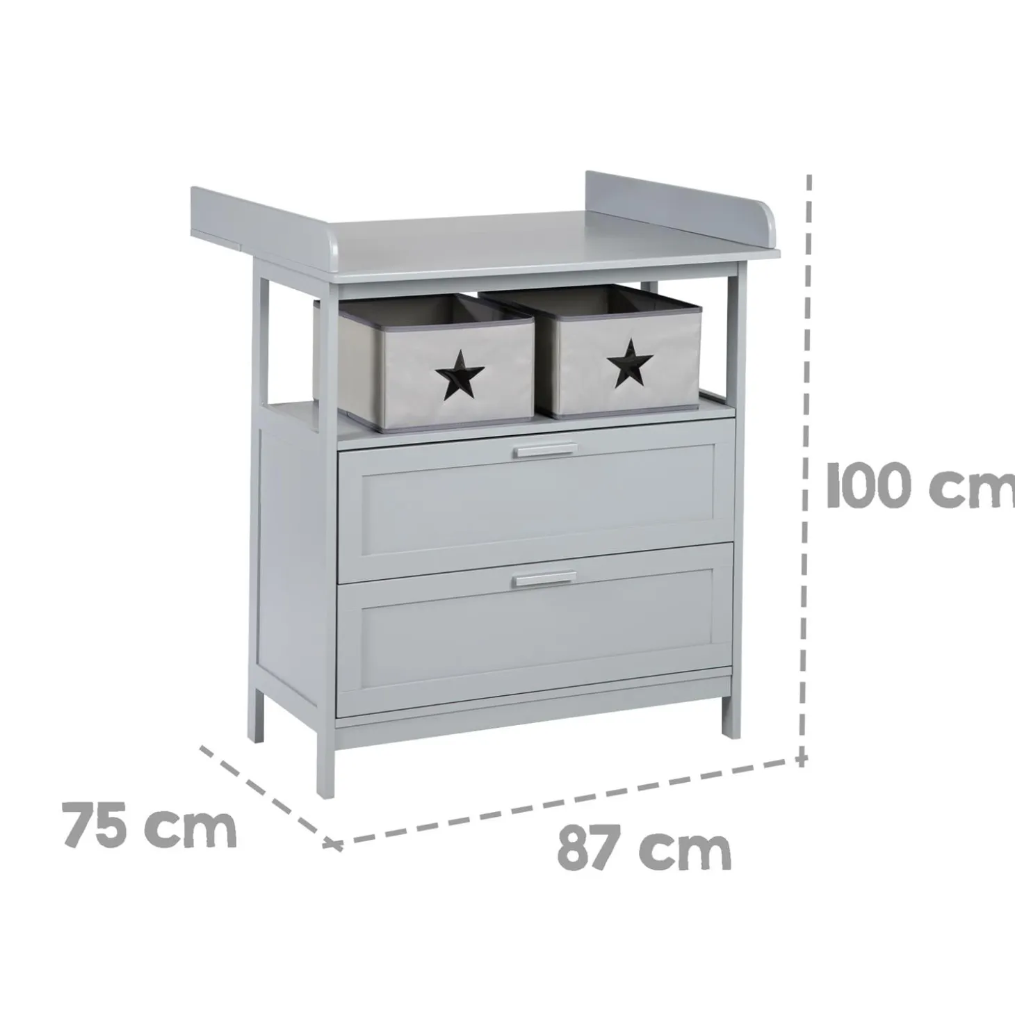 Roba Commode à langer 2 tiroirs Hambourg Gris