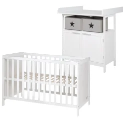 Roba Lit cododo + Commode à langer 2 portes Hambourg Blanc