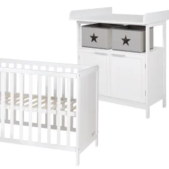 Roba Lit cododo + Commode à langer 2 portes Hambourg Blanc