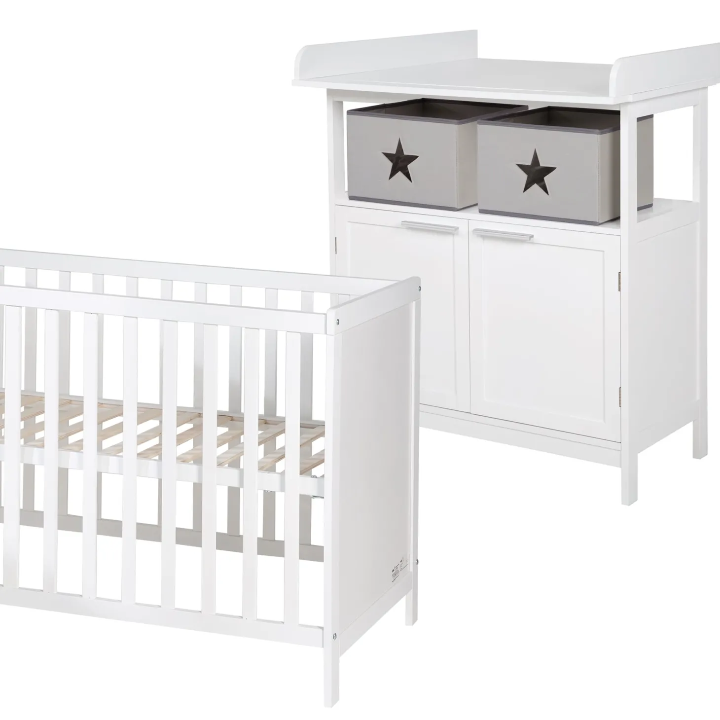 Roba Lit cododo + Commode à langer 2 portes Hambourg Blanc
