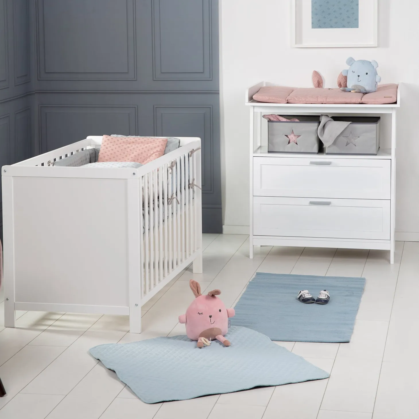 Roba Lit cododo + Commode à langer tiroirs Hambourg Blanc