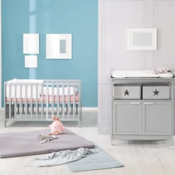 Roba Lit cododo + Commode à langer 2 portes Hambourg Gris