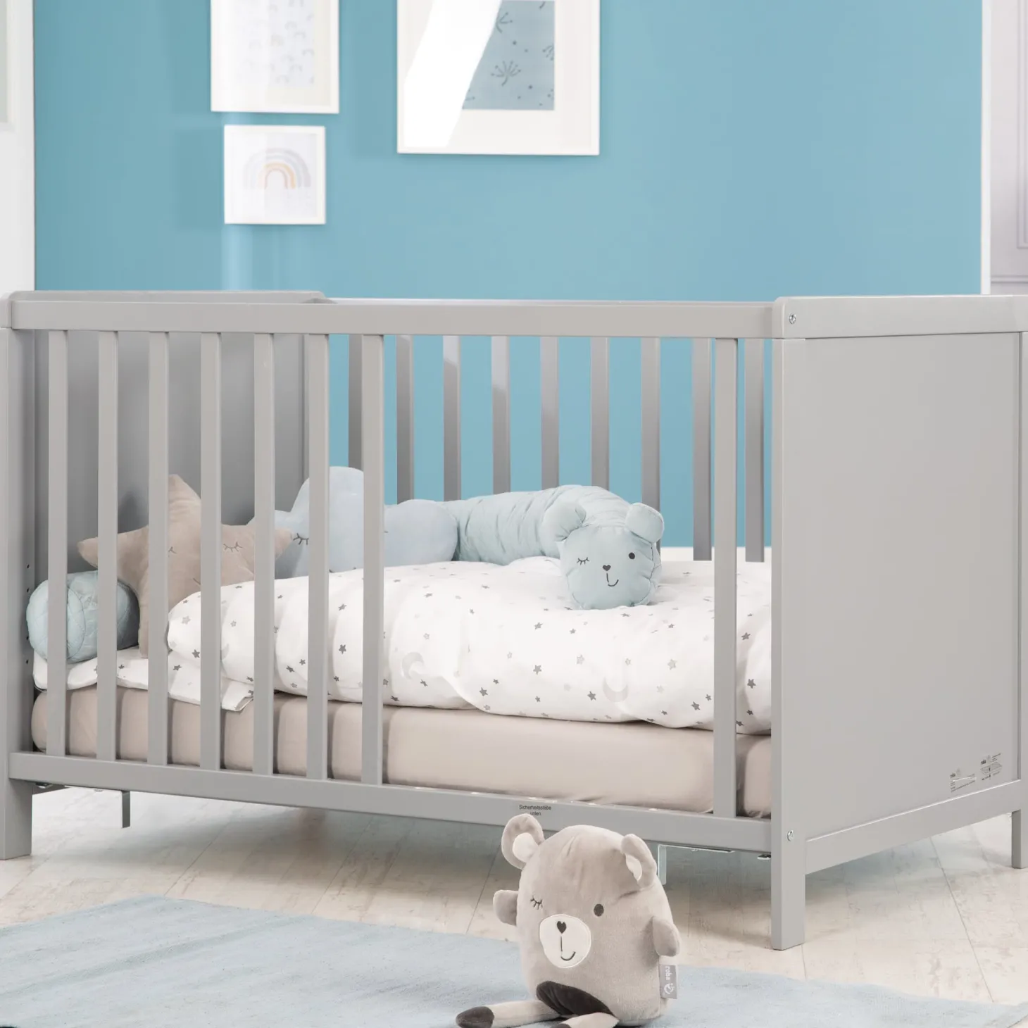 Roba Lit cododo + Commode à langer 2 portes Hambourg Gris