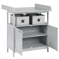 Roba Lit cododo + Commode à langer 2 portes Hambourg Gris