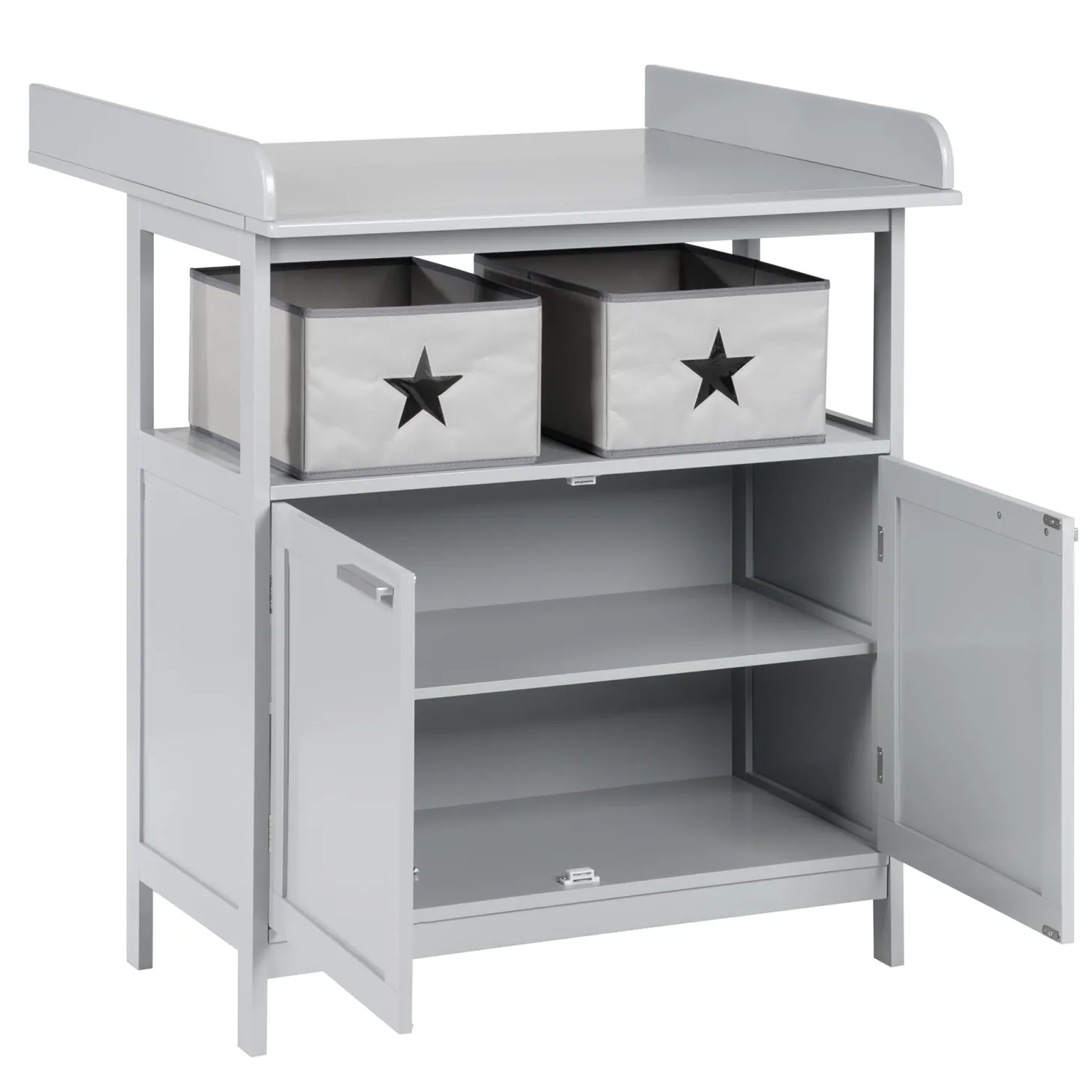 Roba Lit cododo + Commode à langer 2 portes Hambourg Gris