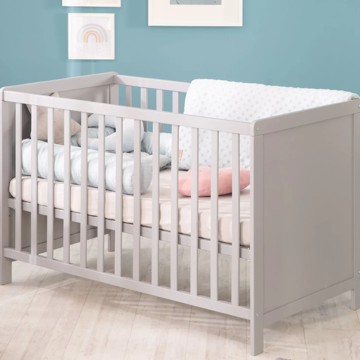 Roba Lit cododo + Commode à langer 2 portes Hambourg Gris