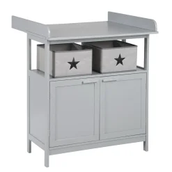 Roba Lit cododo + Commode à langer 2 portes Hambourg Gris