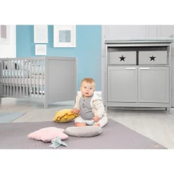 Roba Lit cododo + Commode à langer 2 portes Hambourg Gris