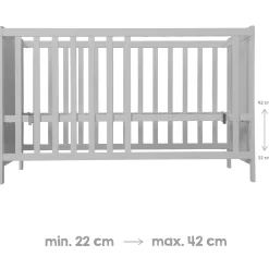 Roba Lit cododo + Commode à langer 2 portes Hambourg Gris