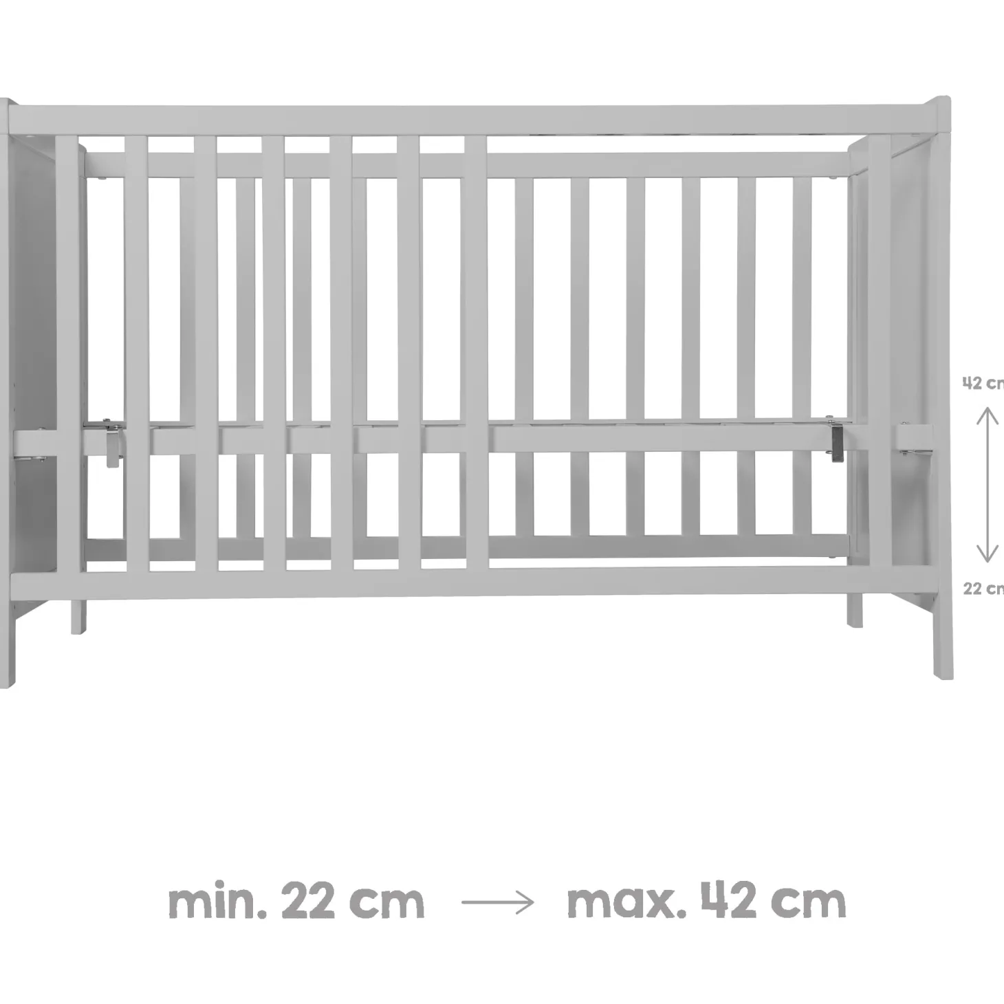 Roba Lit cododo + Commode à langer 2 portes Hambourg Gris