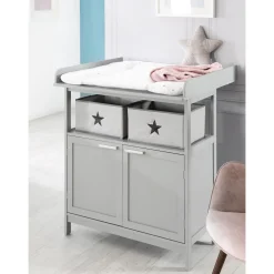 Roba Lit cododo + Commode à langer 2 portes Hambourg Gris