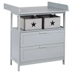 Roba Lit cododo + Commode à langer tiroirs Hambourg Gris
