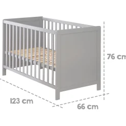 Roba Lit cododo réglable, 5 barreaux amovibles Gris 60x120 cm