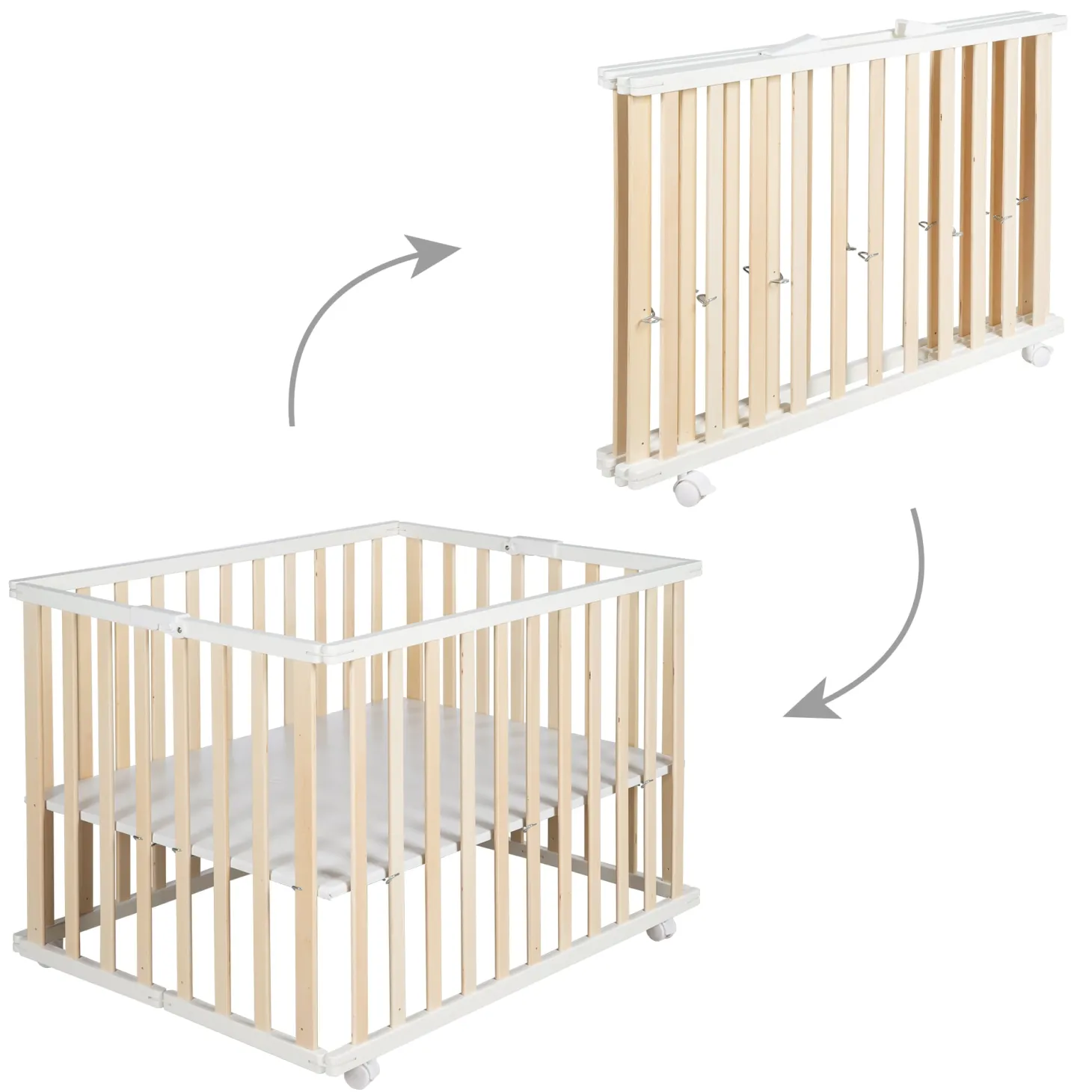 Roba Parc rectangulaire pliant en portefeuille Bois Bicolore