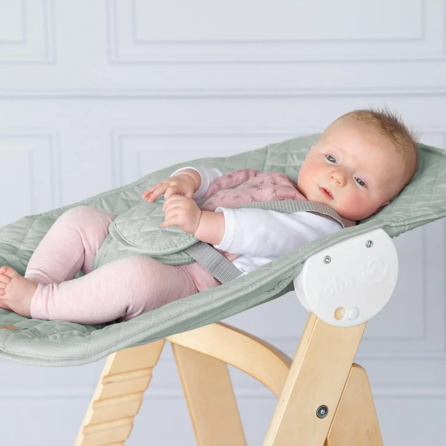 Roba Set Transat + chaise haute évolutive Born Up vert givré