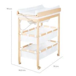 Roba Table à langer Baby Pool 2 rabattable + baignoire Bois Naturel