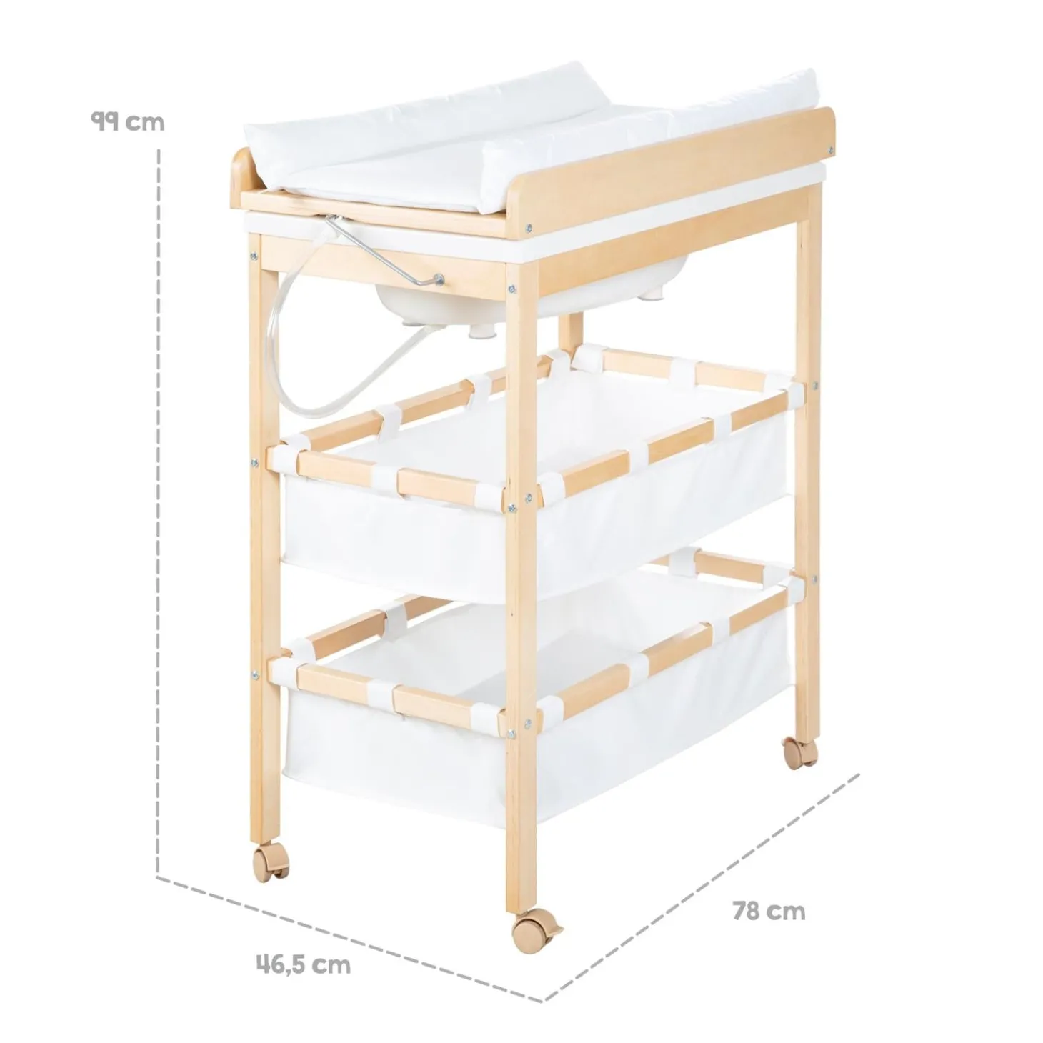 Roba Table à langer Baby Pool 2 rabattable + baignoire Bois Naturel