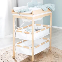 Roba Table à langer Baby Pool 2 rabattable + baignoire Bois Naturel