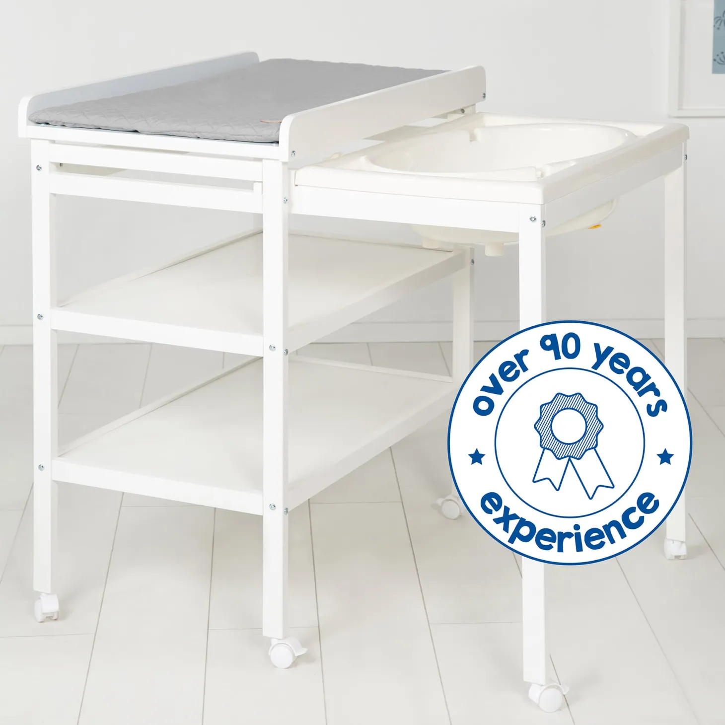 Roba Table à langer extensible + baignoire coulissante Gris