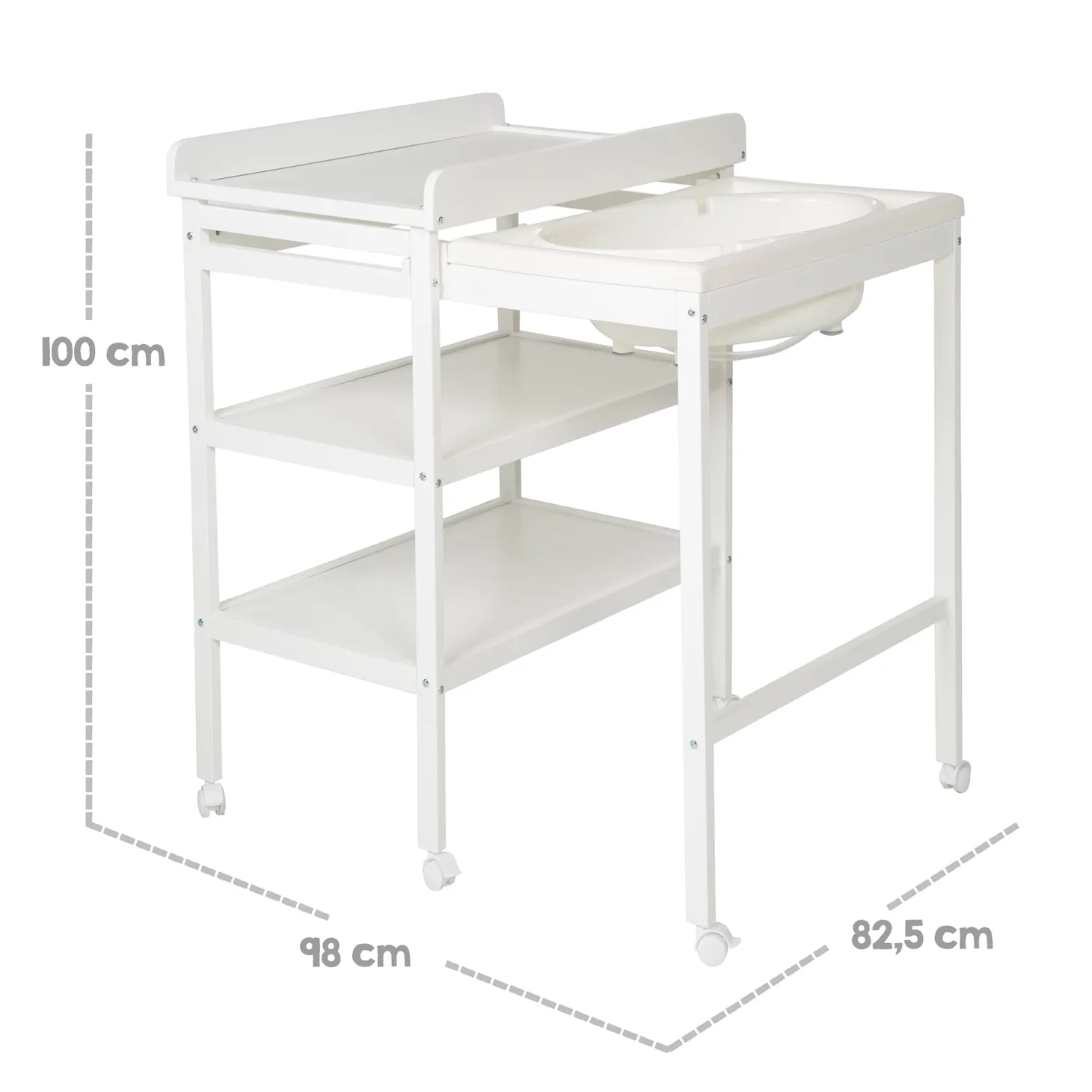 Roba Table à langer extensible + baignoire coulissante Gris