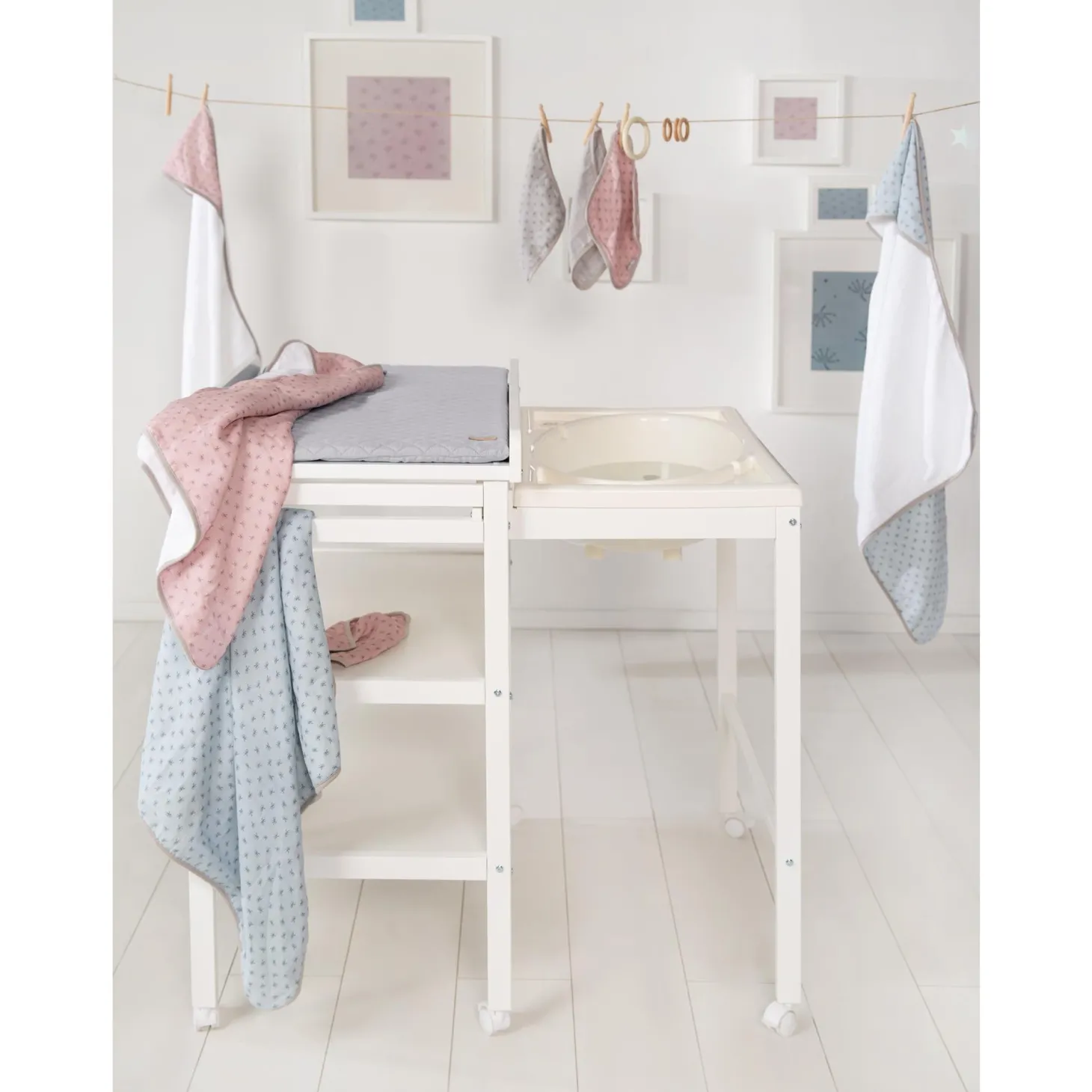 Roba Table à langer extensible + baignoire coulissante Gris