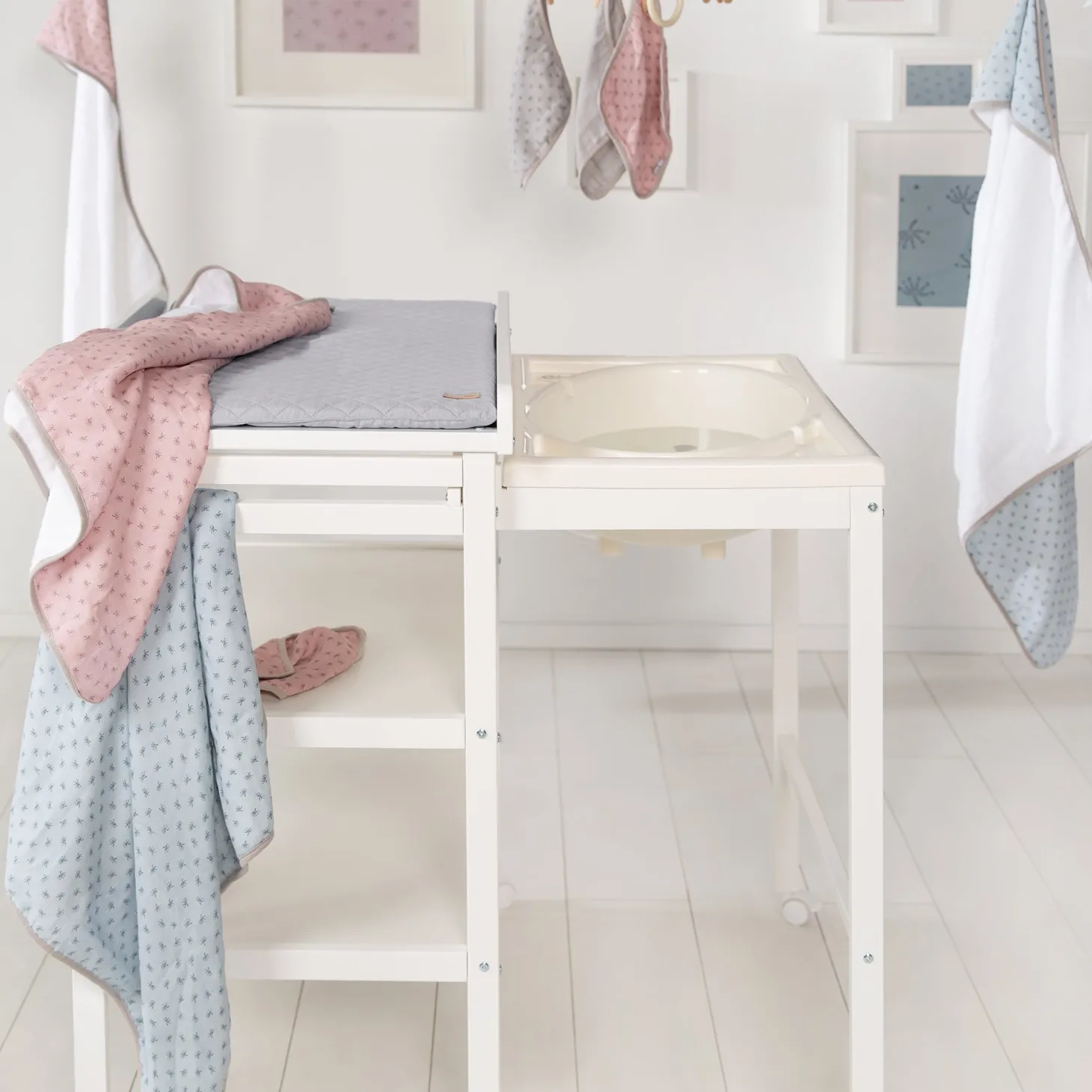 Roba Table à langer extensible + baignoire coulissante Gris