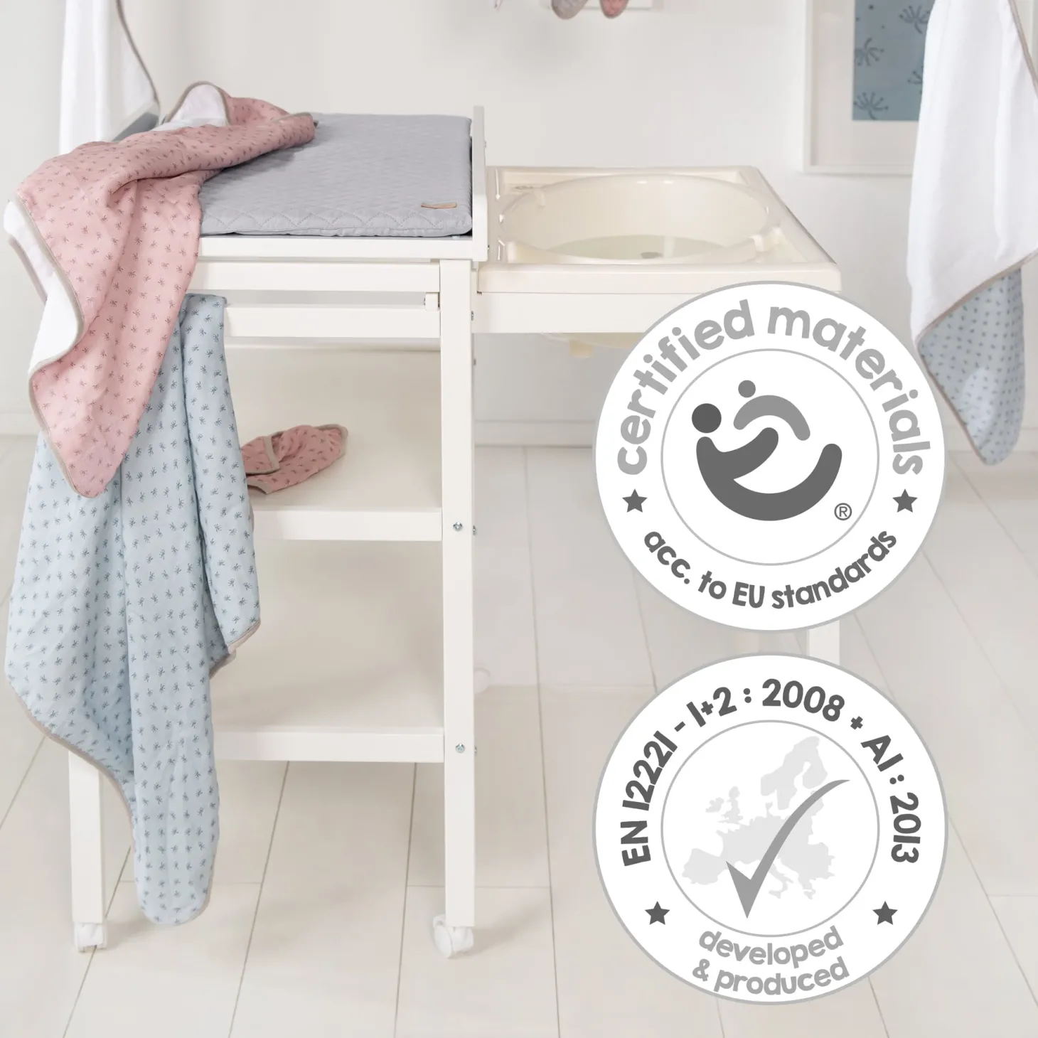 Roba Table à langer extensible + baignoire coulissante Gris
