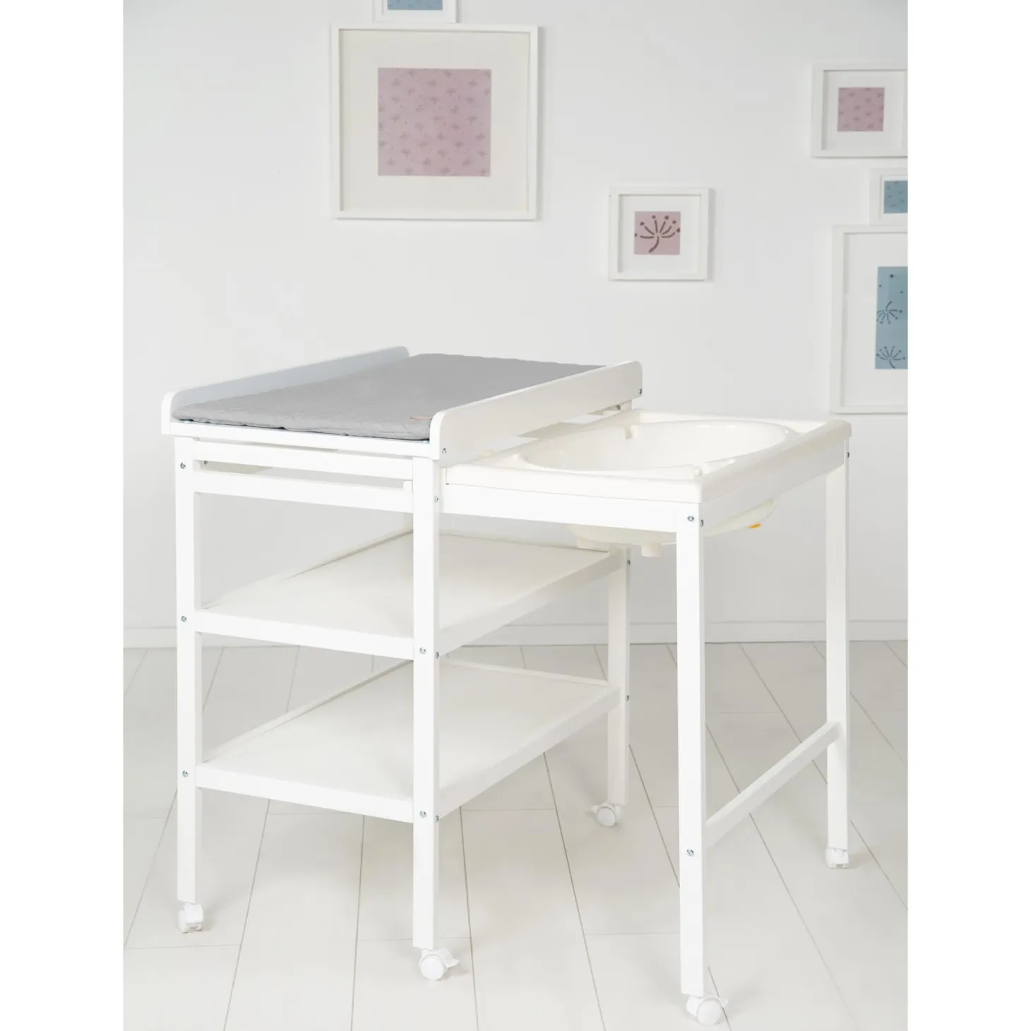 Roba Table à langer extensible + baignoire coulissante Gris