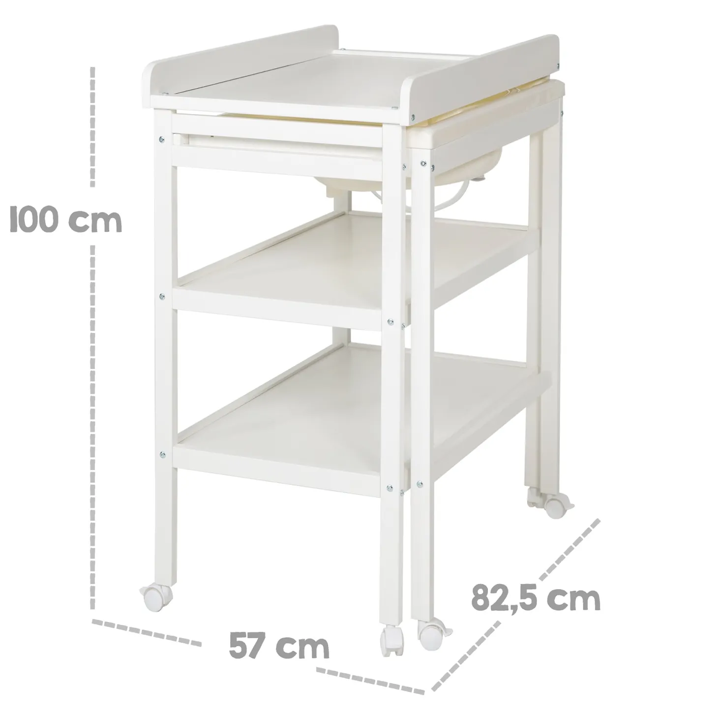 Roba Table à langer extensible + baignoire coulissante Gris