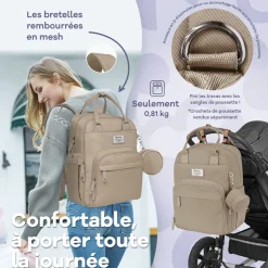 Ruvalino                    Sac à dos à langer multi-fonctions    Beige