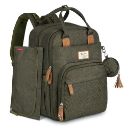 Ruvalino Sac à dos à langer multifonctions Kaki Gaufré