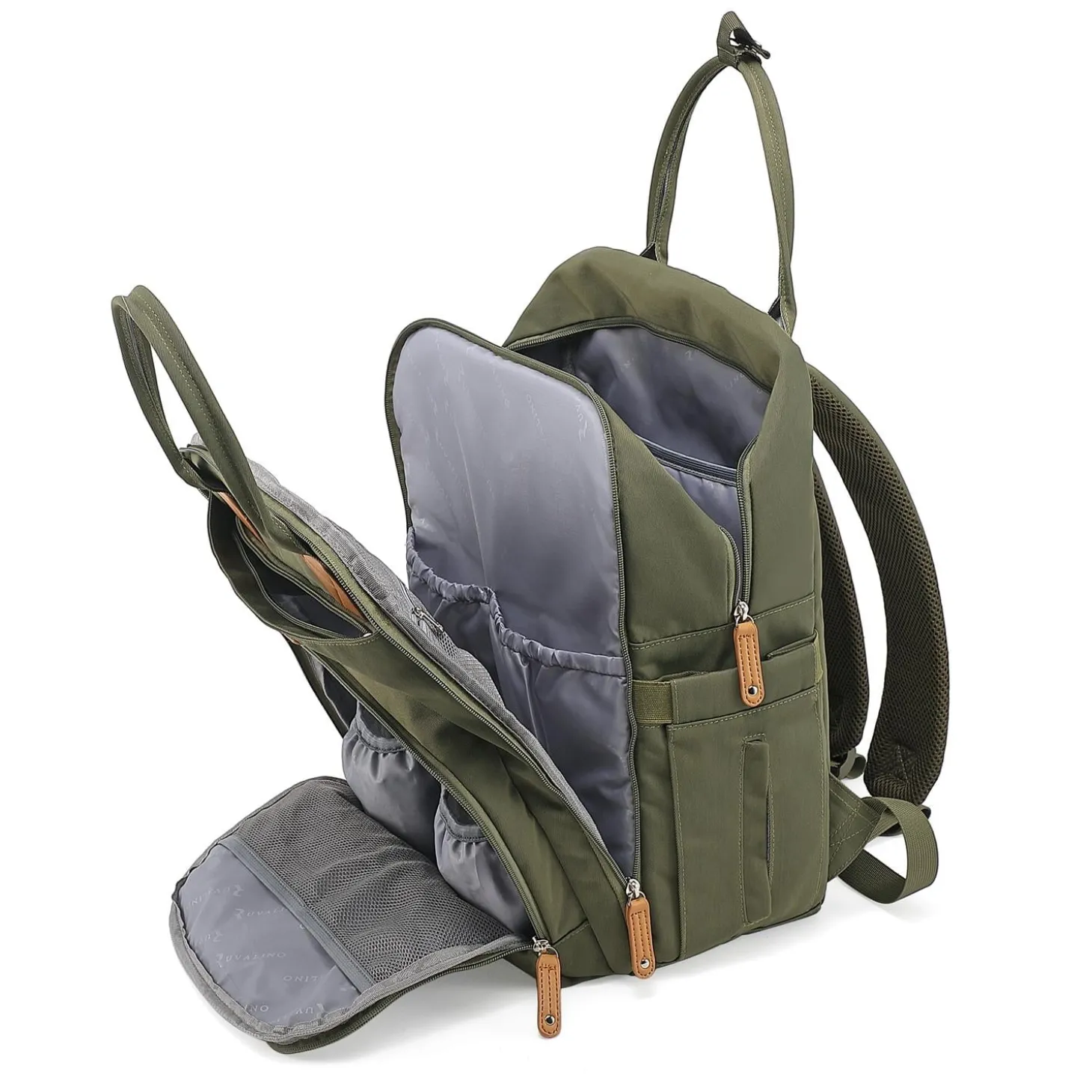 Ruvalino Sac à dos à langer multifonctions Vert Kaki