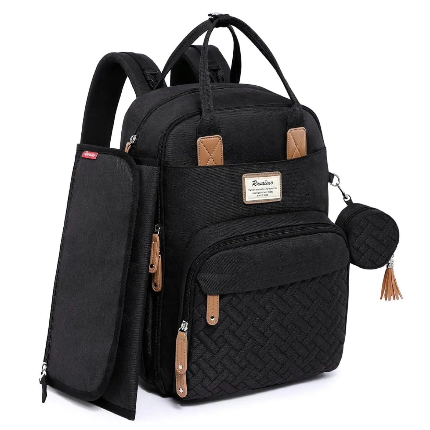 Ruvalino Sac à dos à langer multifonctions Noir