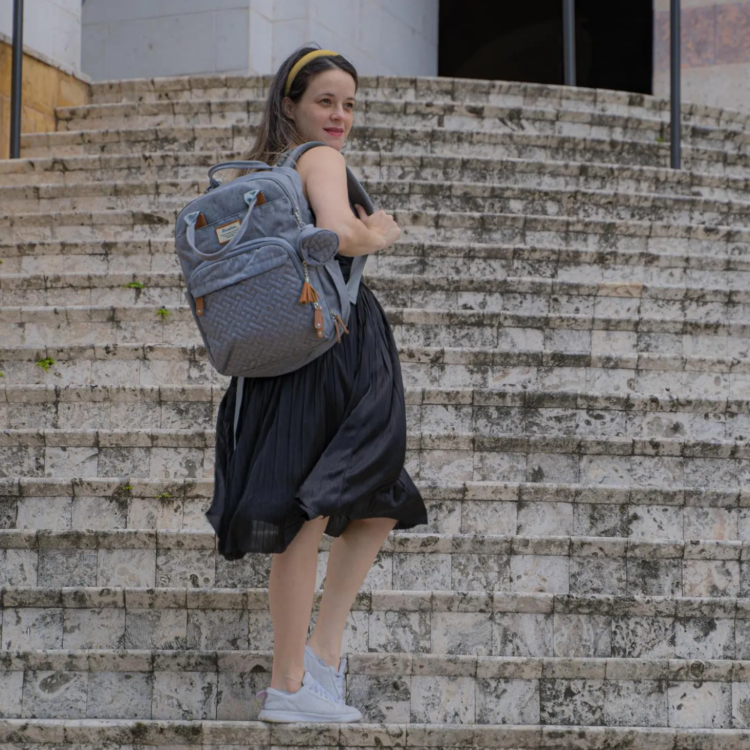 Ruvalino Sac à dos à langer multifonctions Gris Clair