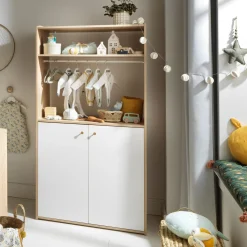 Sauthon Armoire Dressing 2 Petites Portes Blanches Alice Chêne Suave / Blanc