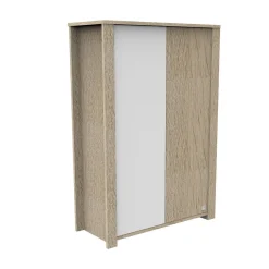 Sauthon                    Armoire 2 portes Antonin    Chêne Noisette Et Blanc