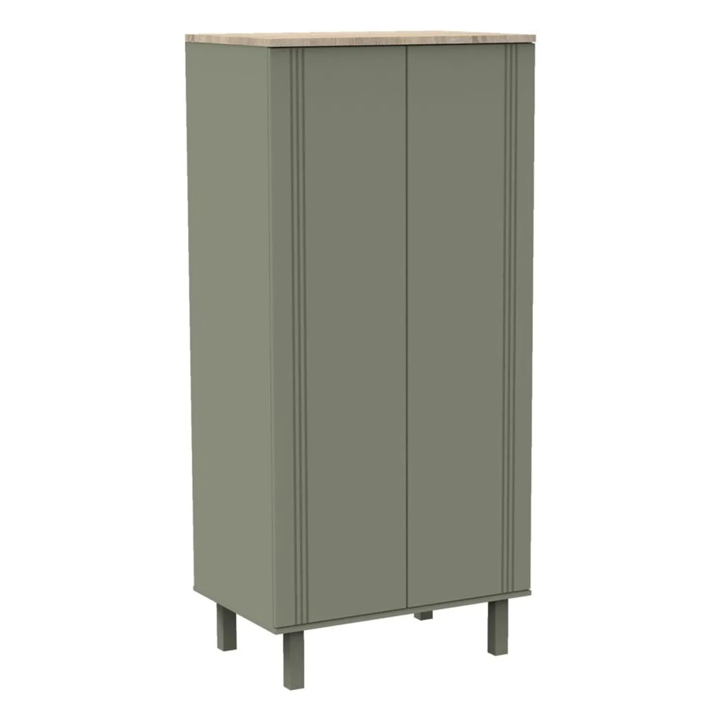 Sauthon Armoire 2 portes Eléonore Kaki - Chêne Doré