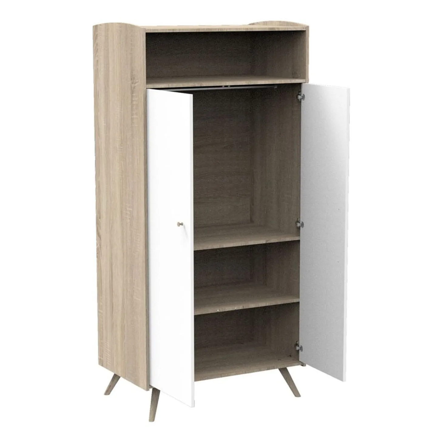 Sauthon Armoire 2 portes et 1 niche Access Chêne Doré - Blanc