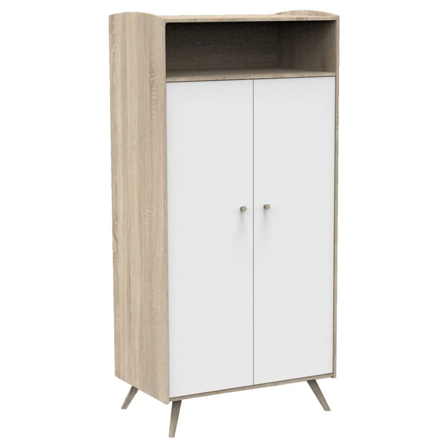 Sauthon Armoire 2 portes et 1 niche Access Chêne Doré - Blanc