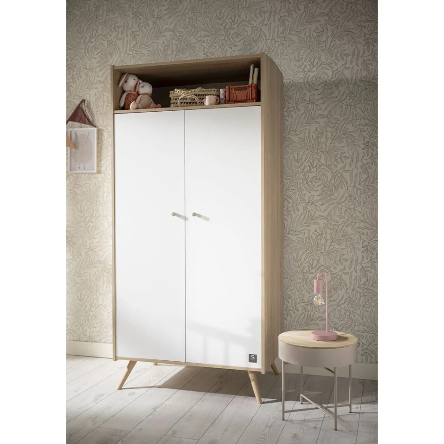 Sauthon Armoire 2 portes et 1 niche Access Chêne Doré - Blanc