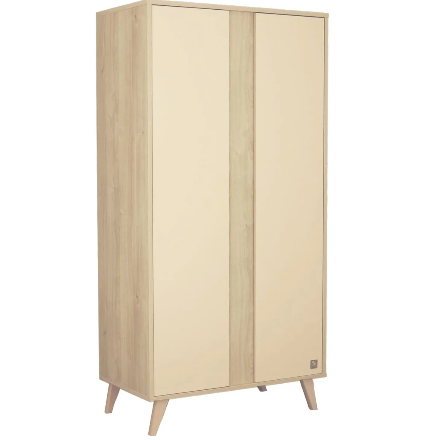 Sauthon Armoire 2 portes Mélinée Chêne Sépia/Crème/Hêtre Vernis