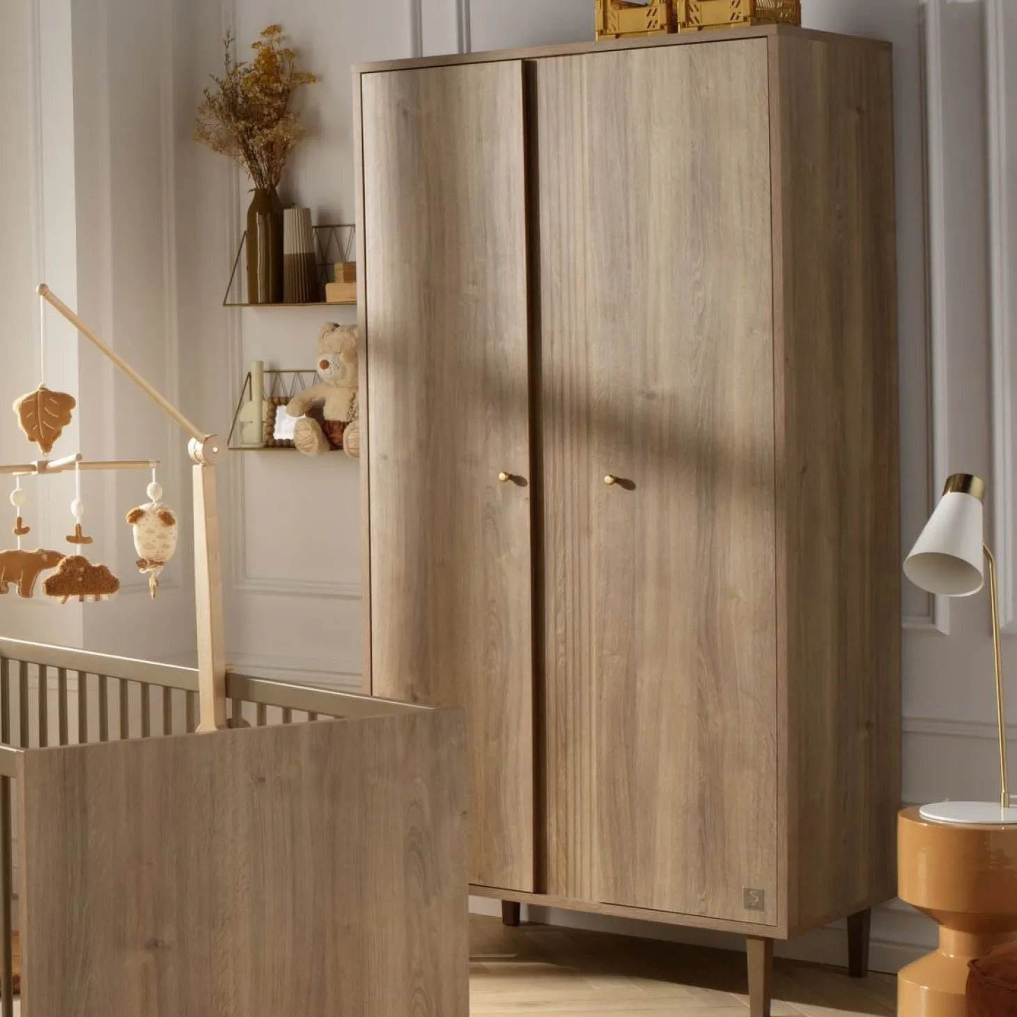 Sauthon Armoire 2 portes Mokka Chêne/Chêne Strié/Chêne Foncé