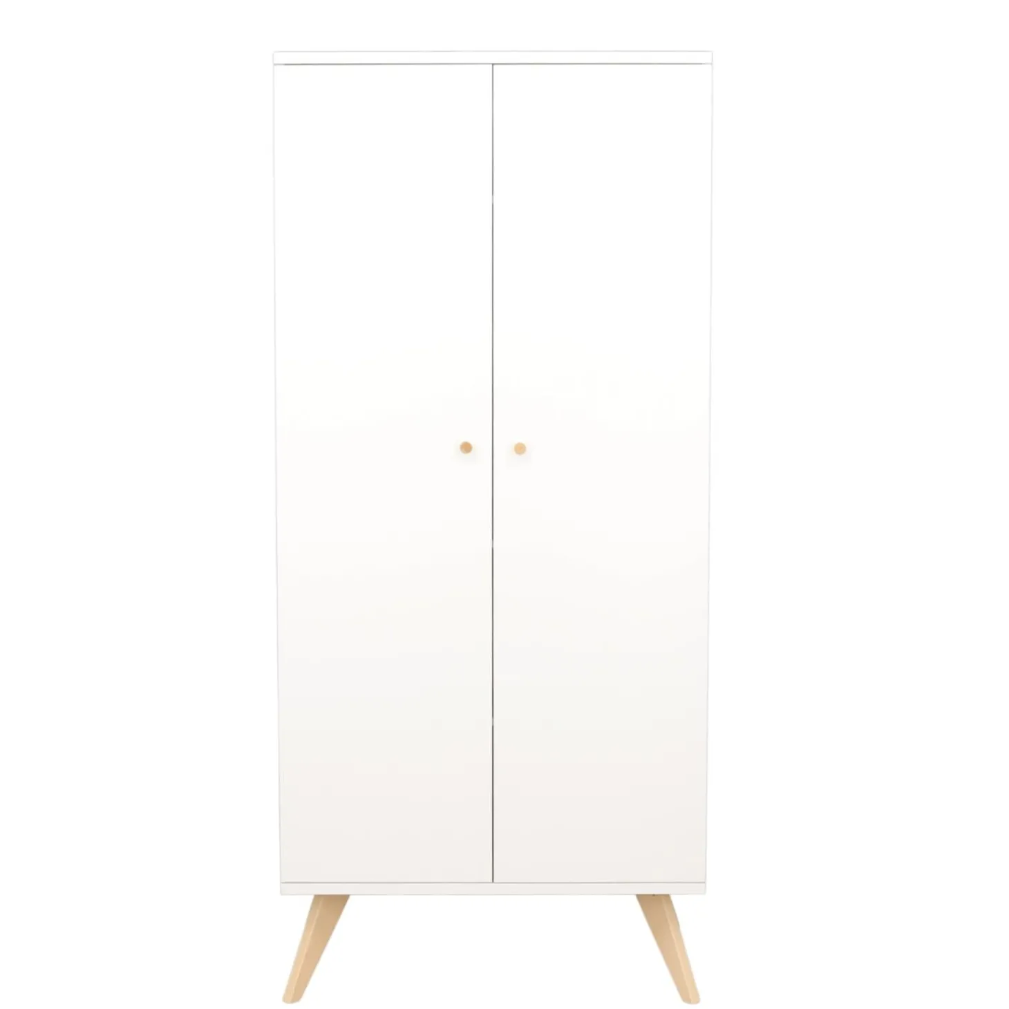 Sauthon Armoire 2 Portes Nacrea Blanc / Hêtre vernis naturel