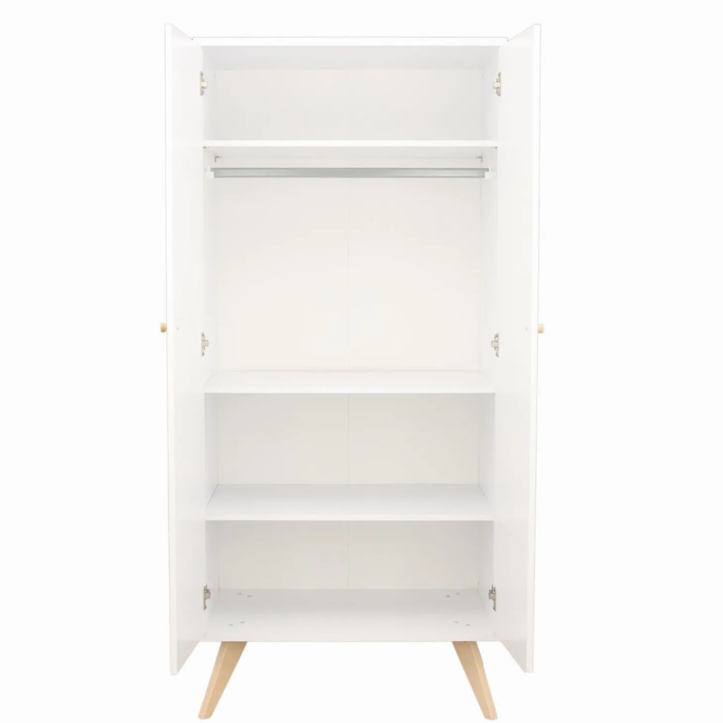 Sauthon Armoire 2 Portes Nacrea Blanc / Hêtre vernis naturel