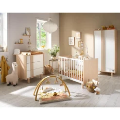 Sauthon Armoire 2 portes Nature Chêne Velours - Blanc