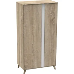 Sauthon Armoire 2 portes Nova Chêne Doré - Blanc Lin